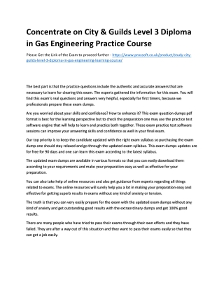 Concentrate on City & Guilds Level 3 Diploma in Gas Engineering Practice Course