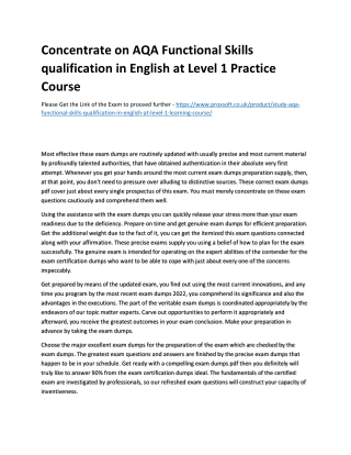 Concentrate on AQA Functional Skills qualification in English at Level 1 Practic