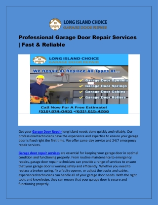 Best garage door repair services in New york