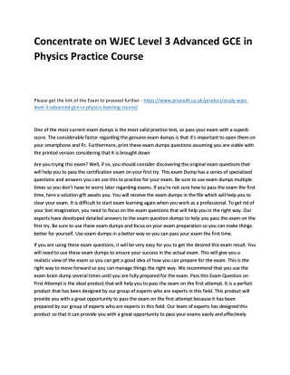 Concentrate on WJEC Level 3 Advanced GCE in Physics Practice Course