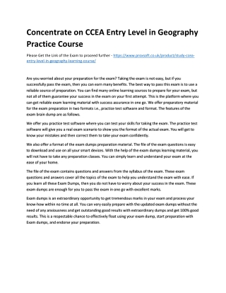 Concentrate on CCEA Entry Level in Geography Practice Course