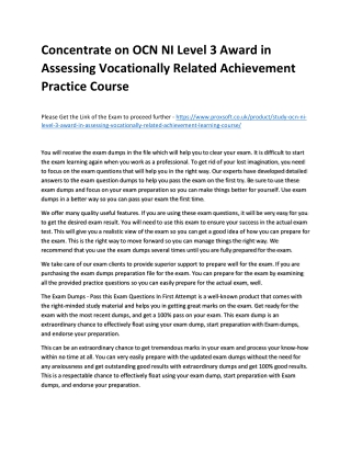 Concentrate on OCN NI Level 3 Award in Assessing Vocationally Related Achievemen