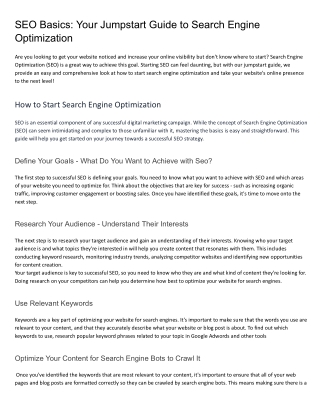 How To Start Search Engine Optimization