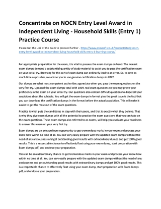 Concentrate on NOCN Entry Level Award in Independent Living - Household Skills (