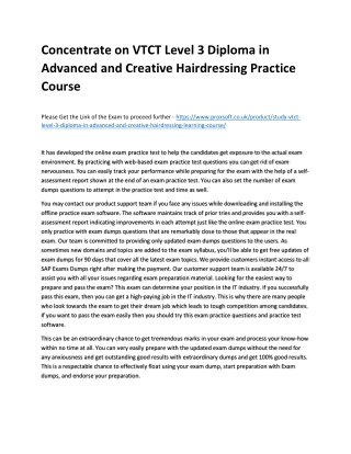 Concentrate on VTCT Level 3 Diploma in Advanced and Creative Hairdressing Practi