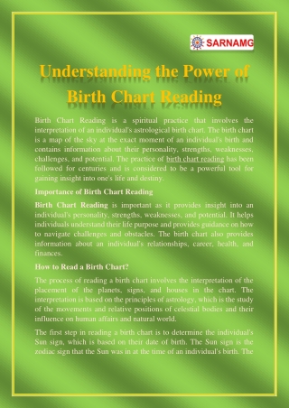 Understanding the Power of Birth Chart Reading