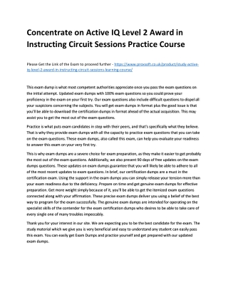 Concentrate on Active IQ Level 2 Award in Instructing Circuit Sessions Practice