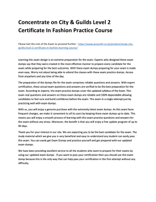 Concentrate on City & Guilds Level 2 Certificate In Fashion Practice Course