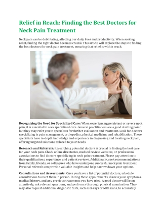 Doctors who treat Neck Pain San Antonio, TX