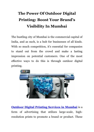 Outdoor Digital Printing Services in Mumbai Call-9870284140