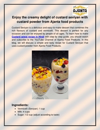 Custard Seviyan recipe