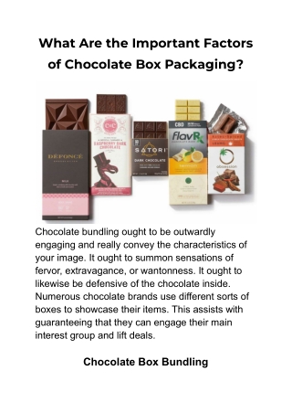 What Are the Important Factors of Chocolate Box Packaging