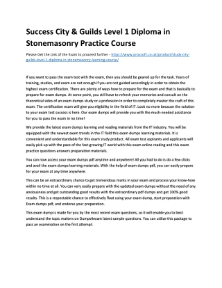 Success City & Guilds Level 1 Diploma in Stonemasonry Practice Course