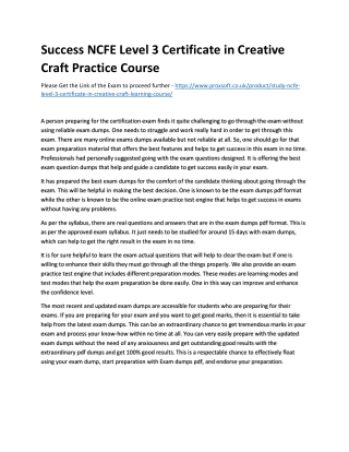 Success NCFE Level 3 Certificate in Creative Craft Practice Course