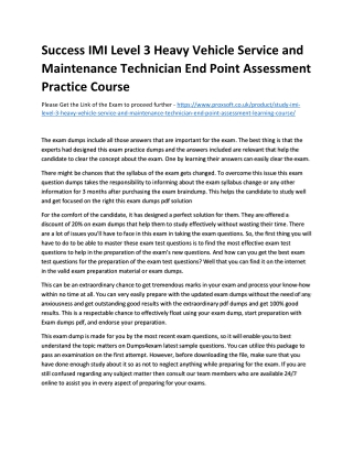 Success IMI Level 3 Heavy Vehicle Service and Maintenance Technician End Point A