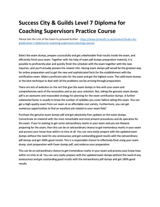 Success City & Guilds Level 7 Diploma for Coaching Supervisors Practice Course