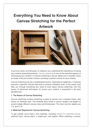 Everything You Need to Know About Canvas Stretching for the Perfect Artwork