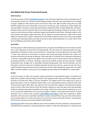 Hot Rolled Coils Price Trend and Forecast