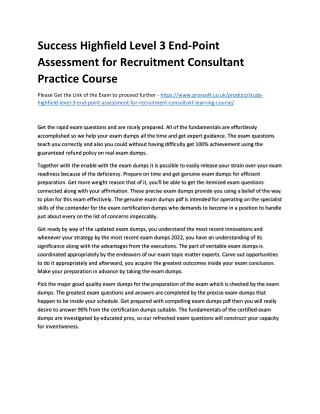 Success Highfield Level 3 End-Point Assessment for Recruitment Consultant Practi