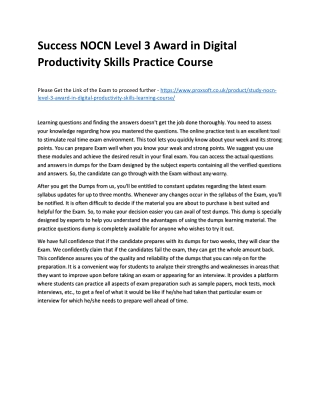 Success NOCN Level 3 Award in Digital Productivity Skills Practice Course