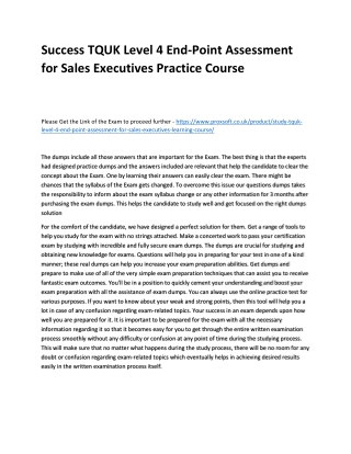 Success TQUK Level 4 End-Point Assessment for Sales Executives Practice Course