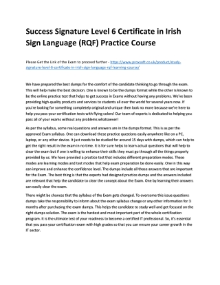 Success Signature Level 6 Certificate in Irish Sign Language (RQF) Practice Cour