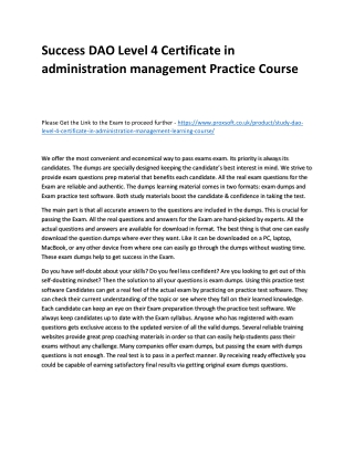 Success DAO Level 4 Certificate in administration management Practice Course