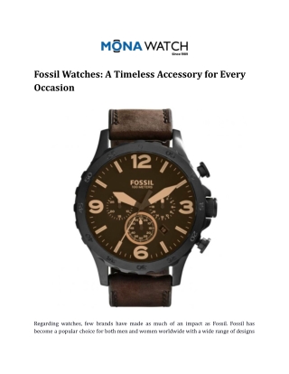 Fossil Watches: A Timeless Accessory for Every Occasion