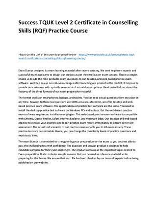 Success TQUK Level 2 Certificate in Counselling Skills (RQF) Practice Course