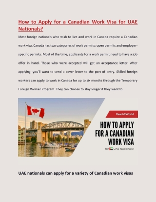 How To Apply For A Canadian Work Visa For UAE Nationals?