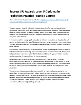 Success SFJ Awards Level 5 Diploma in Probation Practice Practice Course