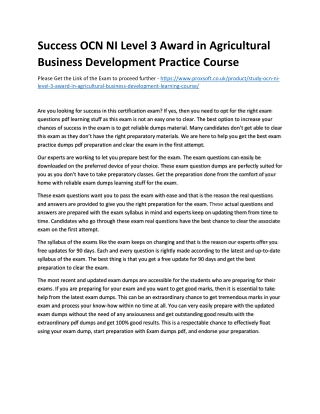 Success OCN NI Level 3 Award in Agricultural Business Development Practice Cours