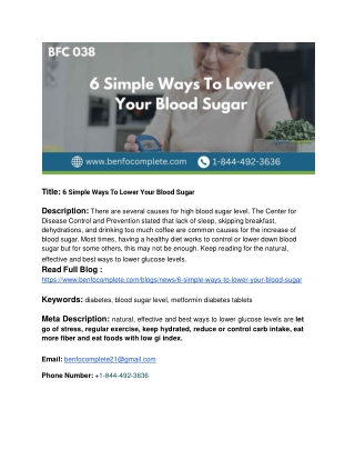 6 Simple Ways To Lower Your Blood Sugar