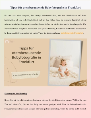 Tipps für atemberaubende Babyfotografie in Frankfurt