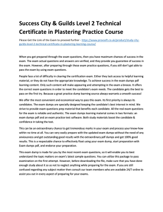 Success City & Guilds Level 2 Technical Certificate in Plastering Practice Cours