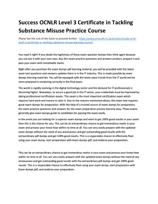 Success OCNLR Level 3 Certificate in Tackling Substance Misuse Practice Course