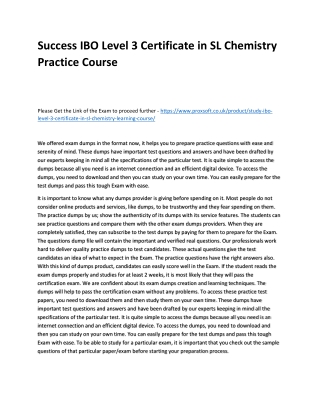 Success IBO Level 3 Certificate in SL Chemistry Practice Course