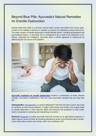 Ayurvedic treatment for erectile dysfunction