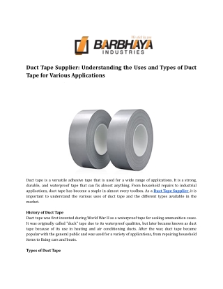 Duct Tape Supplier_Understanding the Uses and Types of Duct Tape for Various Applications