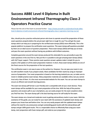 Success ABBE Level 4 Diploma in Built Environment Infrared Thermography Class 2