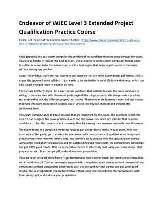 Endeavor of WJEC Level 3 Extended Project Qualification Practice Course