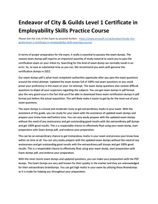 Endeavor of City & Guilds Level 1 Certificate in Employability Skills Practice C