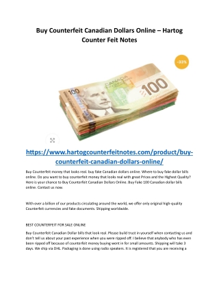 Buy Counterfeit Canadian Dollars Online