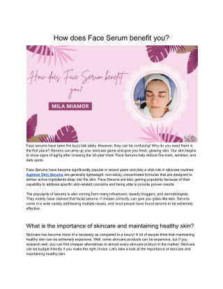 How does Face Serum benefit you