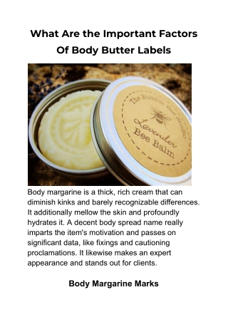 What Are the Important Factors Of Body Butter Labels