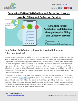 Enhancing Patient Satisfaction and Retention through Hospital Billing and Collection Services