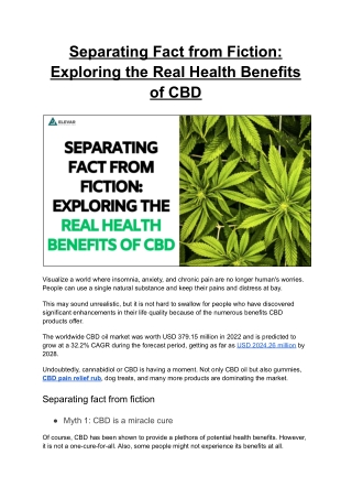 Separating Fact from Fiction: Exploring the Real Health Benefits of CBD