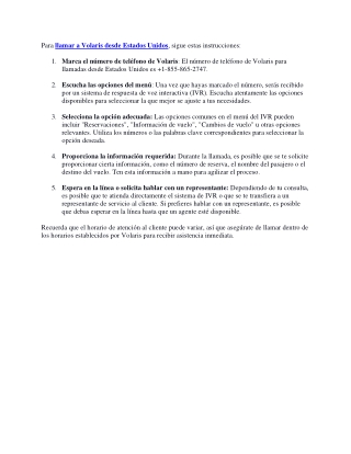 ¿Cómo llamar a Volaris desde USA?