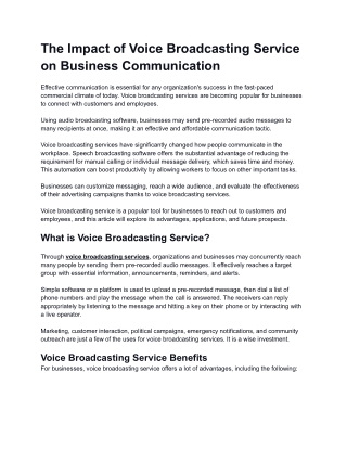 The Impact of Voice Broadcasting Service on Business Communication