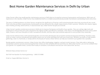 Best Home Garden Maintenance Services in Delhi by